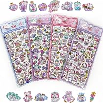Amazon.co.jp: 3D立体エンボス泡シール 4枚セット 9.5×21.5cm キラキラ